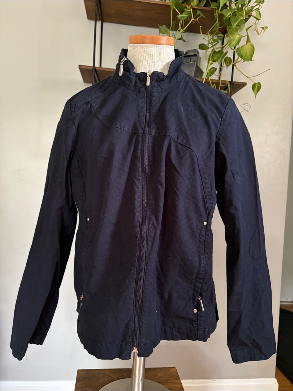 Lightweight Navy Zip-Front Women's Jacket